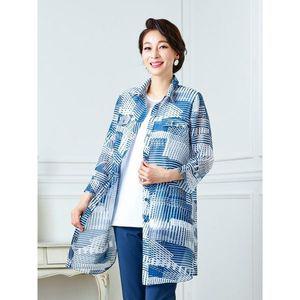 [Elegance Madam]멀티체크 시어서커 롱 재킷 K201JK05_P320106610