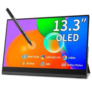 마게독 OLED 휴대용 모니터 4K 터치스크린, 13.3인치 USB C 모니터, MPP 스타일러스 펜 지원 100% DCI P3, 1MS, TUV 노트북용 블루 아이 케어 게이밍