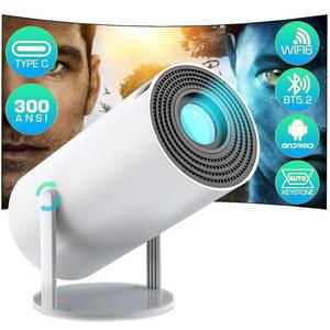 와이파이와 블루투스가 장착된 HY300 플러스 TYPE C 4K 미니 프로젝터, 업그레이드 Type-C Android TV 휴대용 휴대폰, 스틱, 노트북, XBOX, PS5용 180도 플립 1080P WiFi6 스마트 홈 비디오 프로젝터