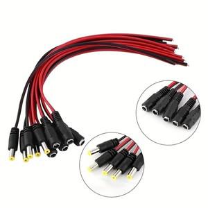 5.5X2.1mm 암수 플러그, 12V DC 전원 피그테일 케이블 잭, CCTV 카메라 커넥터 익스텐션, 와이어, 20 개