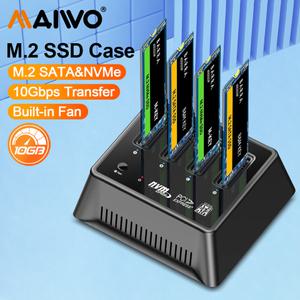 MAIWO 4 베이 M.2 Nvme 도킹 스테이션 M/B 키 -C 10Gbps 케이스 USB C SSD NVME PC용 팬 NGFF 외부 HD