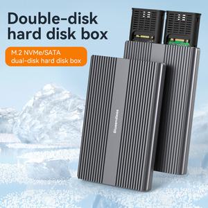 Blueendless 듀얼 베이 m2 SSD 케이스 C USB3.2 Gen2 10Gbps m.2 SATA ngff 프로토콜 알루미늄 합금 PCIE N