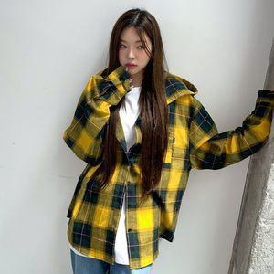 오버핏 플란넬 체크 후드셔츠 2color