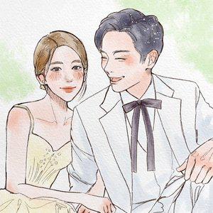 [기타]주문제작 커플사진 가족사진 수채화감성 일러스트