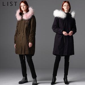 [리스트(LIST)] 라쿤퍼후드 야상 롱 패딩 점퍼 (안감내피다운,후드탈부착) (택가격:698000원)