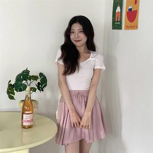 여자 린넨 찰랑핏 허리스트랩 플레어 치마바지