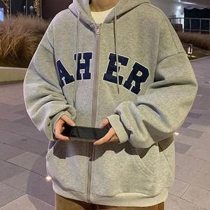 [셀러허브]레터링 자수데일리 남녀공용 후드 집업 자켓 오버핏 캐주얼 (S31576678)