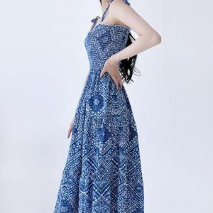 [셀러허브]나시 원피스엣지 베트남 태국 코발트블루 쉬폰 신혼여행룩 (S31591610)