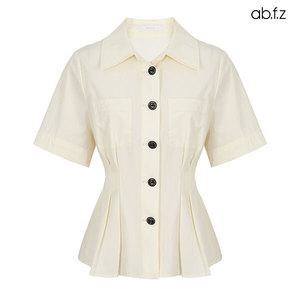 [정품] 에이비플러스 핀턱 디테일 카라 반팔 블라우스 (AFX2QB37A)597142