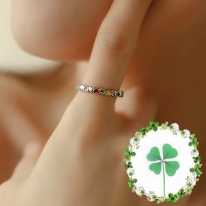 [헤스티아][+행운가득 생화네잎클로버] 당신과 나의 봄날 반지+핑크선물포장+쇼핑백