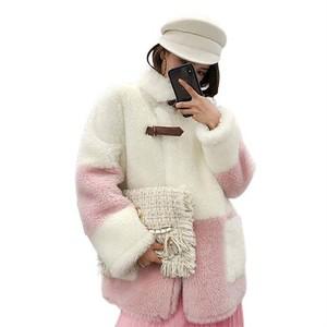 [오노마] ONM 빅사이즈 인조 모조모피 FUR 겨울코트 배색여성아우터  9283748)