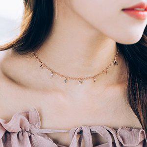[키스텔라][14K]  블랙다이아 AA등급 십자가 초커 목걸이 여자 기념일 핸드메이드 목걸이선물