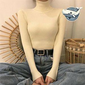 [기타]여성터틀넥 슬림핏 목폴라 기본 골지 티셔츠 여름 간절기