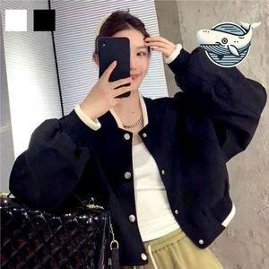 [기타]여성 루즈핏 배색 크롭 점퍼 트렌디한 숏 항공잠바