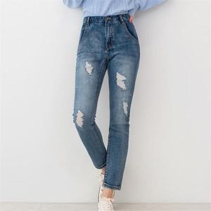 [오노마] ONM 여성청바지 워싱 헤지 하이웨스트바지 1P 스키니 스판  8435942)