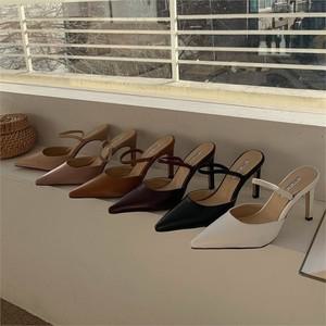 [오노마] ONM 스틸레토 스트랩 뮬 블로퍼 하이힐 슬리퍼 구두  8533976)