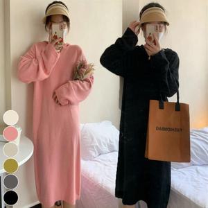 [오노마] ONM 여성 루즈핏 편한 후드 롱 원피스 니트 겨울 데일리  11882179)