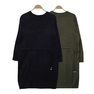 [오노마] ONM 데일리 허리 스트링 여성 롱 긴팔 니트 루즈핏 원피스  14928863)