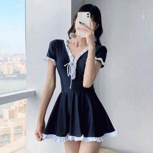 캡내장 반팔 프릴 원피스 호캉스 여름휴가 휴양지룩 (WFHQOGV)