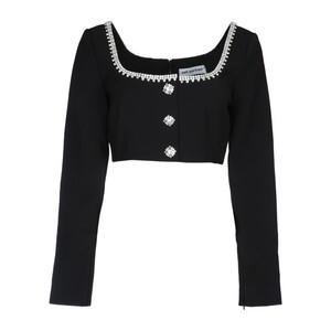 크롭 블랙 데코레이티브 버튼 탑 AW23069TB BLACK