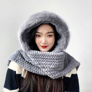 후드 머플러 그레이 학생 귀덮개 예쁜 목도리 (WFHS014)
