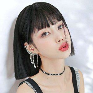 고품질 게더릭 칼단발 통가발 (내추럴블랙) 언니네가발 앞머리가발 앞머리있는가발 (WFHSBHA)