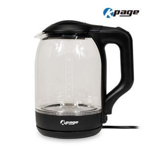 케이페이지 유리 포트 KEP-G18B 블랙 1.8L 스테인레스열판 무선포트 내열유리