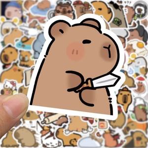스티커 50장 캐리어 다이어리 리무버블_카피바라