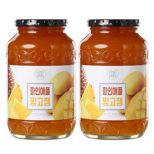 다무까 초록원 파인애플 망고잼 1kg 2병 세트 파인애플청 망고청 과일청 과일잼