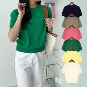 [BZJL9IPL_4C]오피스룩 루즈핏 브이넥 여자니트티 봄 티