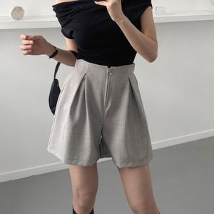[다잇템] 여자 오링집업 쇼츠 하이웨이스트 넓은 맞주름 반바지