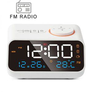 온습도시계 충전이 예쁜 LED 알람시계는 FM 라디오 기능을 갖추고 있다알람 을 두 개 달력 온도 습도 요일