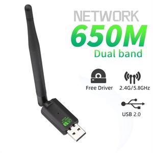 드라이브 USB 와이파이 원격 제어 600Mbps 듀얼 밴드 어댑터 AC650 2.4GHz 5GHz 안테나 PC 미니 컴퓨터 네
