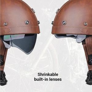 레트로  엔틱 바이크 오토바이 헬멧 PU 가죽 모토 남자 여자 하프 HD  Casco 사계절 승마 스쿠터 Capacetes