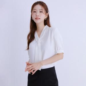 [롯데백화점]로엠 베이직 반팔 타이블라우스(2colors)_RMBLE24R05