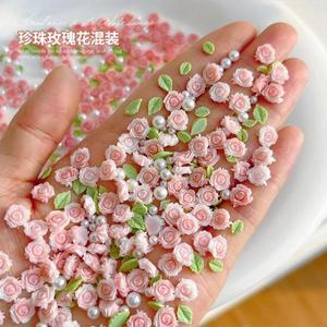 네일아트재료 네일파츠 리본 하트 보석 진주 30pcs 3D 혼합 크기 진주 수지 꽃 장미 네일 매력 액세서리 로