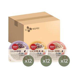햇반 흑미밥 210g x12개+오곡밥 210g x12개+잡곡밥 210g x12개