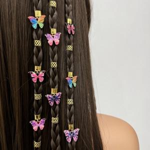 18pcs 보헤미안 스타일 금속 나비 펜던트 머리 반지 Braiding 아프리카 트위스트 헤어 액세서리
