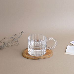 유니크 구슬 손잡이컵 스트라이프 320ml 6개 1세트디자인물 유리잔 머그 손잡이 예쁜 크리스탈 물컵 물잔