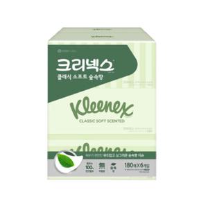 크리넥스 미용티슈 향더블(클래식 숲속향)각티슈180매 6입