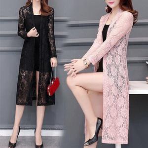 망사 가디건 여자 메쉬 롱가디건 여성용 여름 자외선 차단 의류 셔츠 긴 여성 소매 레이스 코트 숄 아우터