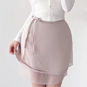 [신세계라이브쇼핑][옷자락] 여자 쉬폰 레이어드 랩 스트랩 바지안감 미니 스커트