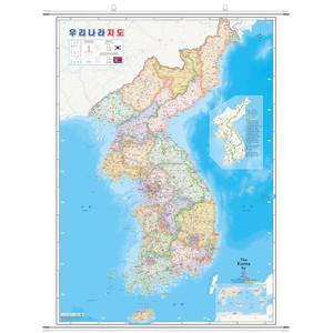 우리나라지도 족자 - 대한민국 국내 전국 도로 한국 북한 한반도 전도
