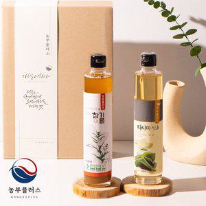 [농부플러스] 국산 저온착유 참기름 발효식초 300ml 2병 선물세트 (교차선택가능)