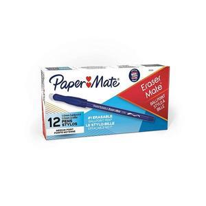 Paper Mate EraserMate 지울 수 있는 펜 미디엄 포인트 블루 12개 박스