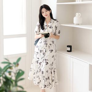 [시크라인] (~XXL까지) 라비베르 플라워 버튼 머메이드 원피스 여름 패턴원피스 나염원피스 하객룩 모임룩 롱원피스