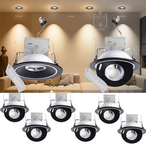 라이트닷 LED 조명 아이볼 리트로핏 짐벌 5 /6인치 방향성 함몰 조명, 12W =60W, 3000K /4000K /5000K 조광 조절식 각도 천장 다운라이트-6팩