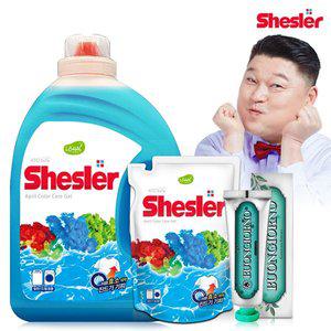 [아토세이프]강호동의 쉬슬러 액상 세제 에이프릴 3.05L 1개+세제리필 500ml 1개+구취케어 치약100g 1개