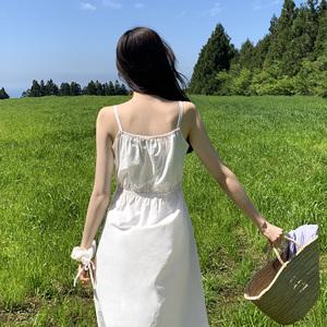 (휴가룩/바캉스룩) 리헨느 밴딩 뷔스티에 플레어 나시 롱 원피스 op15743