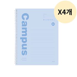 핑크풋 파스텔 캠퍼스 A4 스프링 라인 노트 블루 X4개 BNS